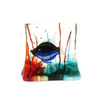 Murano Glas Aquarium mit Fisch 1950er Jahre 14,5x13x5,5/6