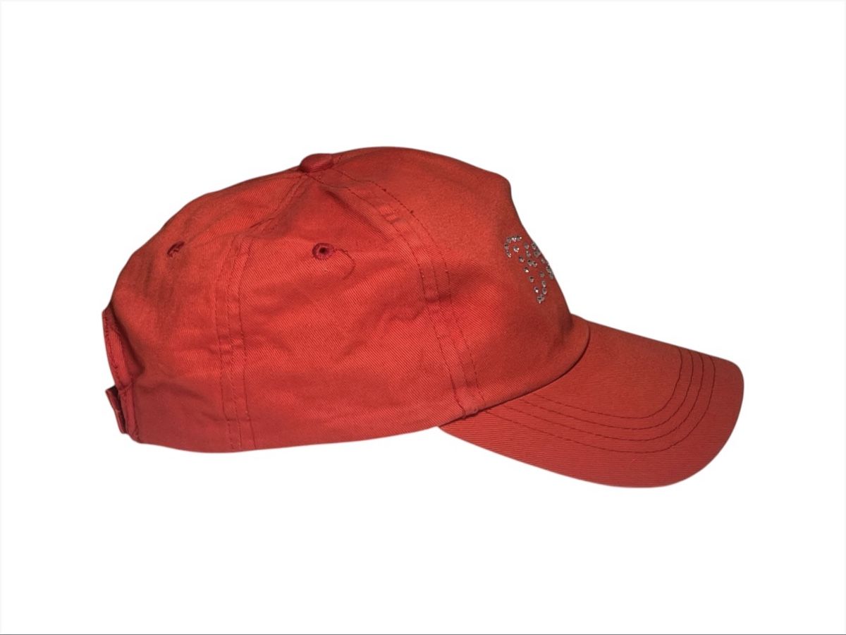 Copricapi, berretti & cappellini: Kappe Damen, rot mit Strass "Bingo" - Gr. 57, Baumwolle – Usato da Luzern venduto da woti-shop 4