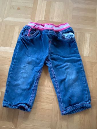 Mädchen Jeans gefüttert blau mit Herzmuster Gr. 86