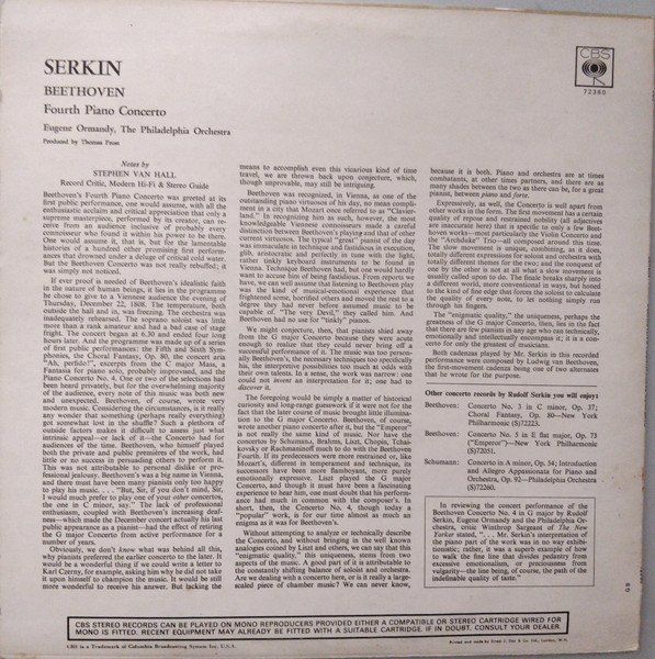Vinyles: Beethoven/PO/Serkin/Ormandy: Fourth Piano Concerto LP – Neuf (Voir description) à Steinhausen par Vilivinili 1