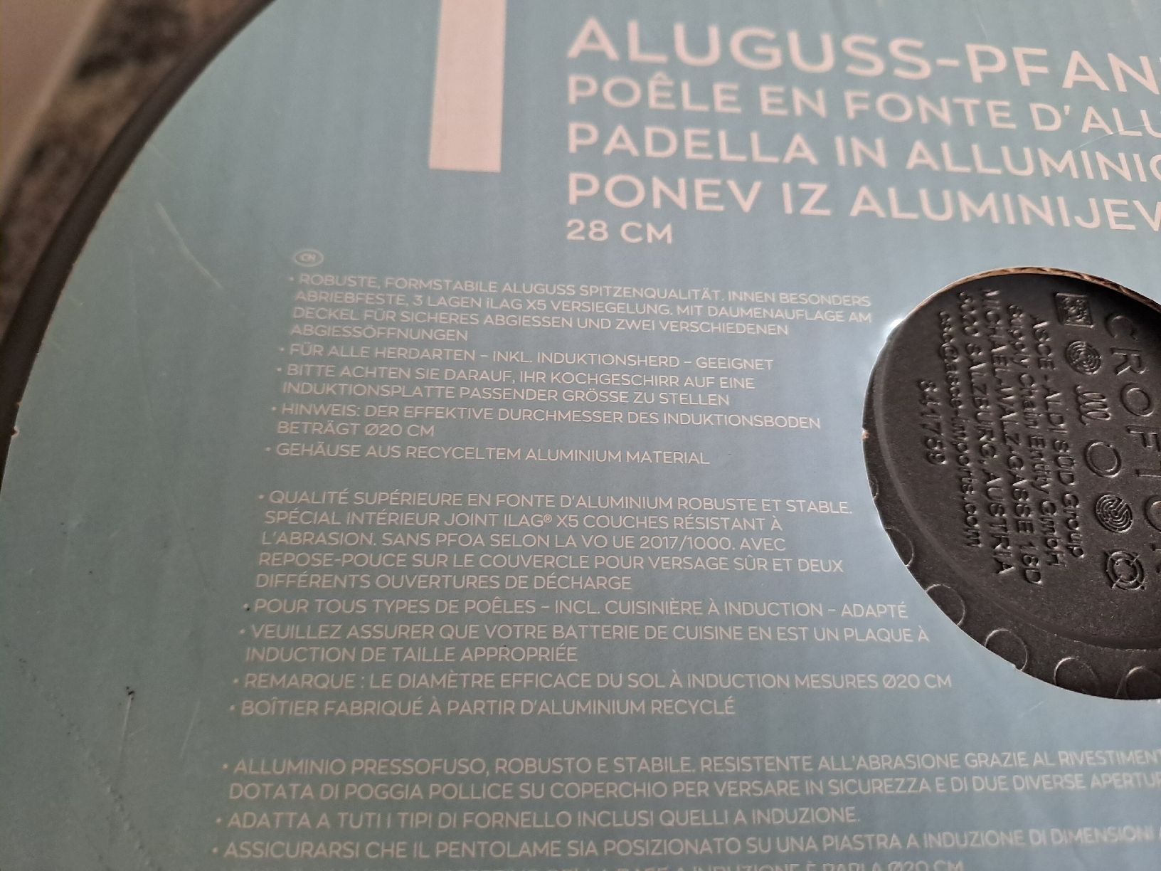 Padelle: Crofton Aluguss-Pfanne 28cm mit Deckel Neu – Nuovo e nell'imballaggio originale da Rickenbach LU venduto da bishiida 4