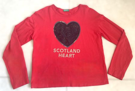 Shirt rot Benetton SCOTLAND HEART Gr. XXL 158 - 164 wie NEU