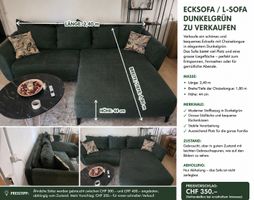 Ecksofa Dunkelgrün 2,40m guter Zustand 