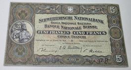 Schweizer 5-Franken-Banknote 1951 – sehr guter Zustand