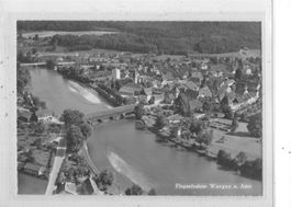 BE Wangen an der Aare mit alter Holzbrücke Flugaufnahme