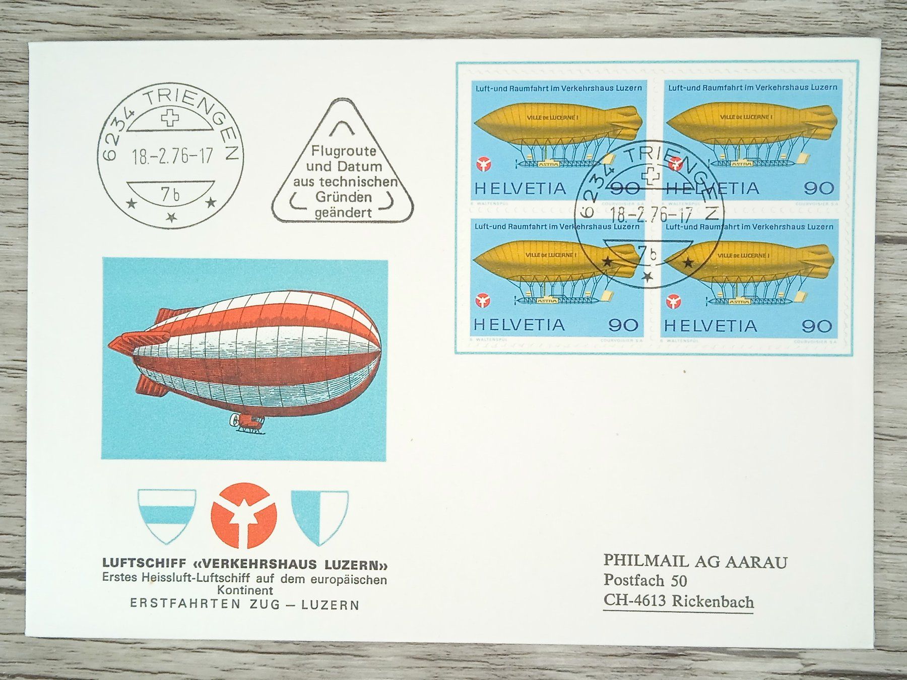 Tutti i francobolli: TR15 Enveloppe + Timbre Suisse 1976 – Usato da Cousset venduto da Patrick_Collections