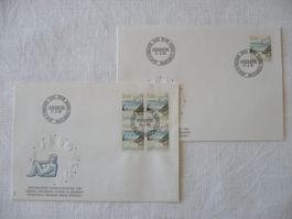 1983 2 FDC Aletschgletscher Einzelm. & 4er-Block SBK 688