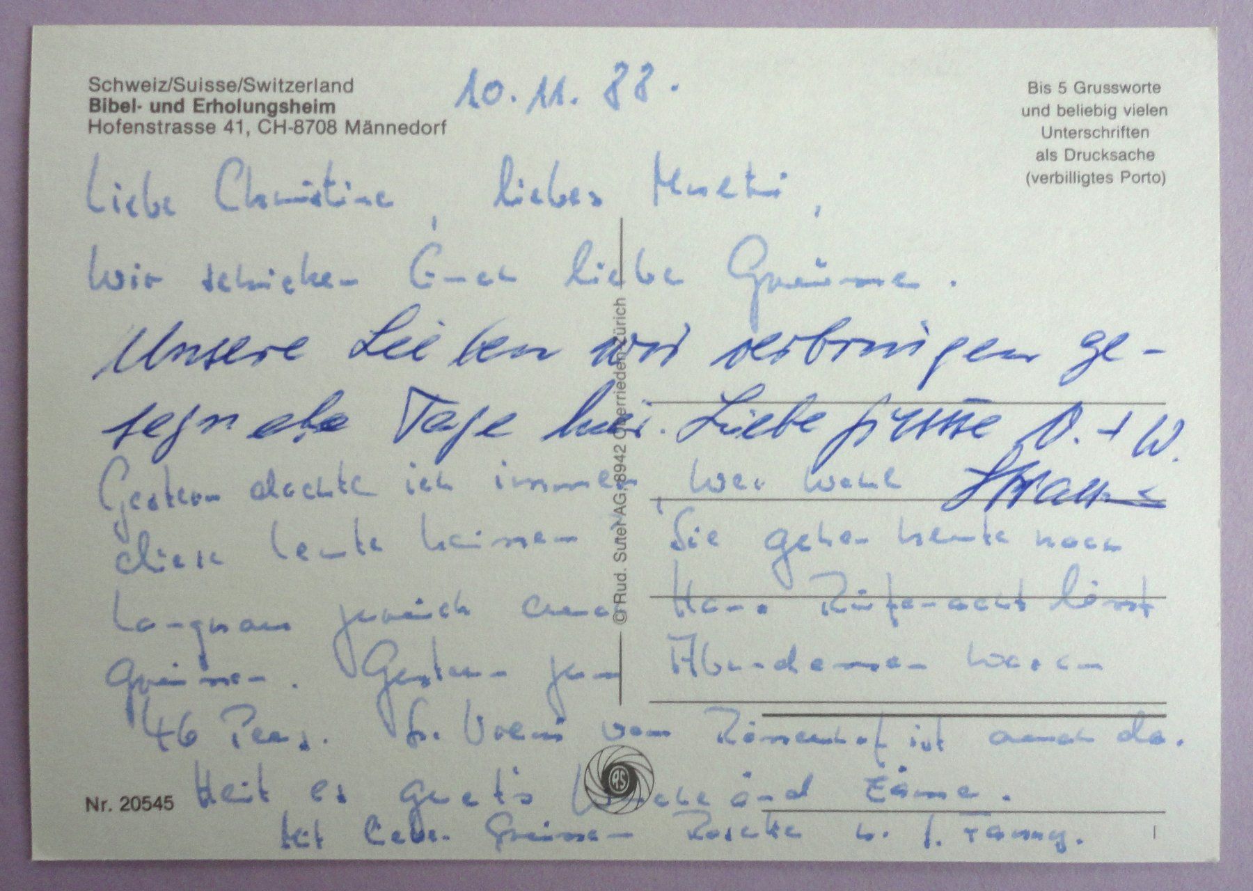 Cartoline postali: Bibel- und Erholungsheim, Männedorf – Usato da Fétigny venduto da Billy2miny 1