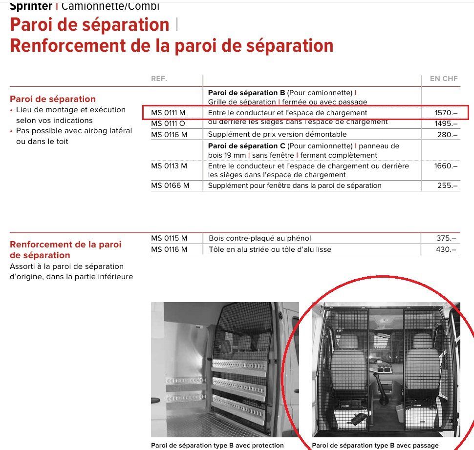 Mercedes-Benz Tutti i ricambio: Grille - paroi de séparation avec passage pour Sprinter H2 – Usato da Bretigny-sur-Morrens venduto da Codyblue 1
