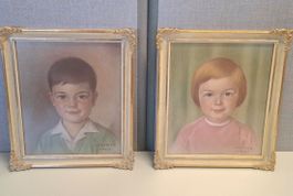Gemälde/ 2 Kinderportraits Gottfried Matter 1963 und 1964