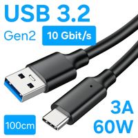 USB 3.2 Gen 2 (10 Gbit/s) 60Watt / 1 Meter / USB-A auf USB-C