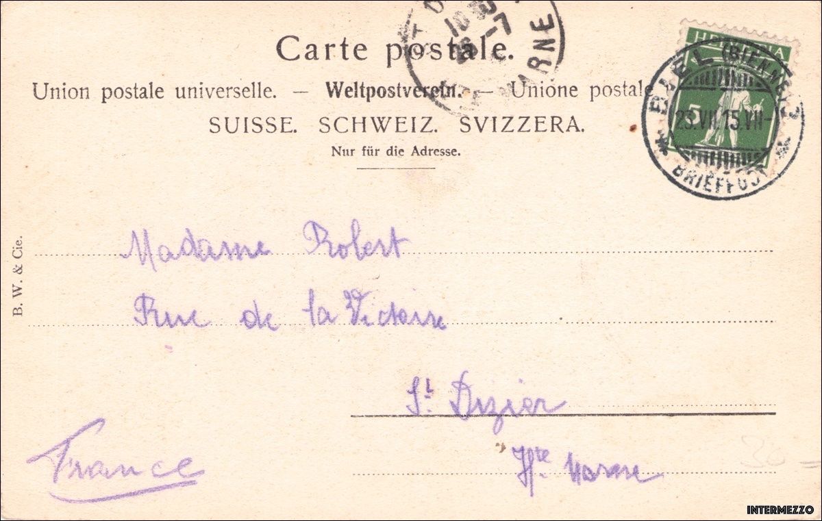 Cartoline postali: Bern // 1915 Bahnhof Buffet Perron Terrasse Rathaus – Usato da Basel venduto da intermezzo12 1