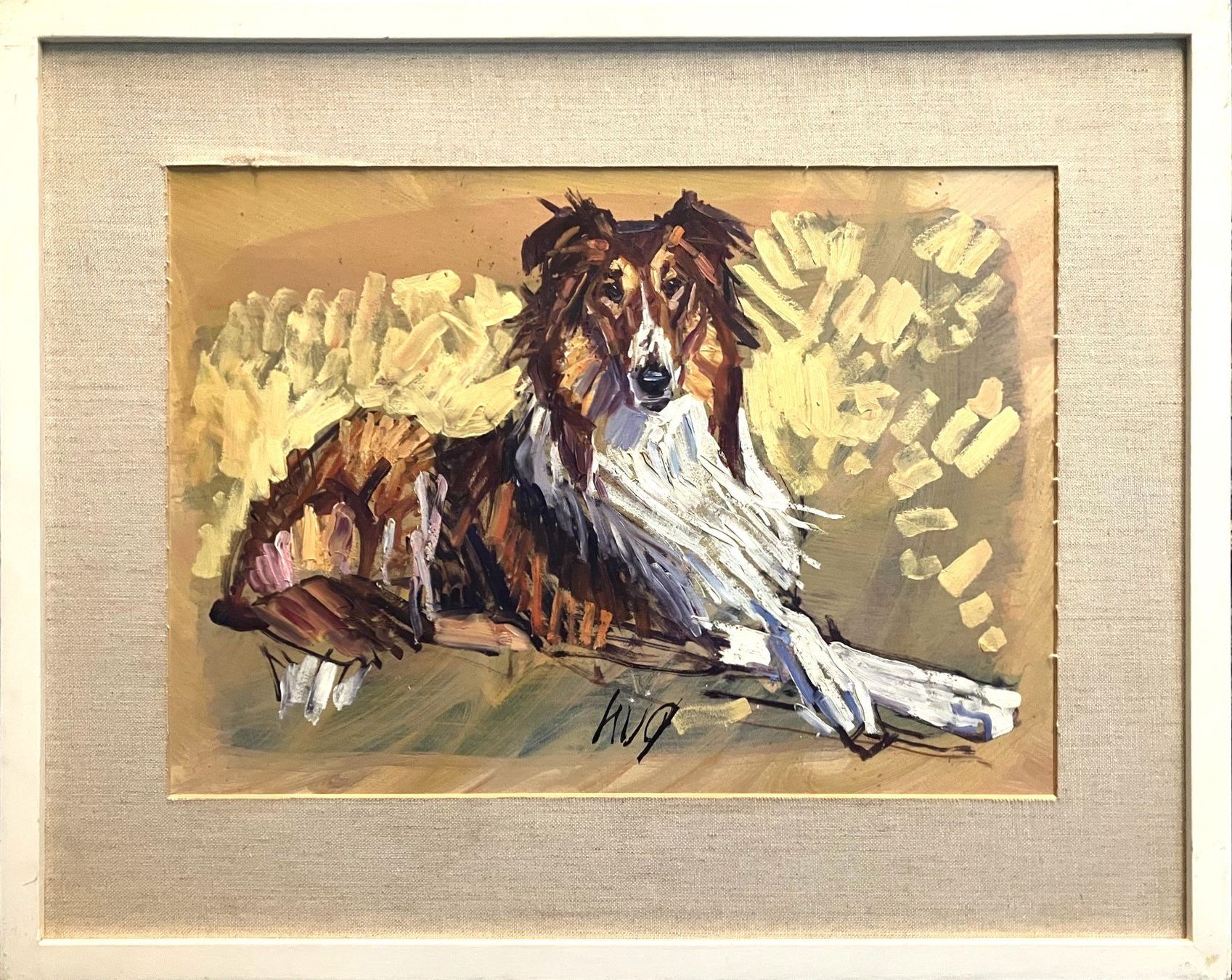 Tableaux: Fritz Hug Ölbild "Liegender Collie", handsigniert – D'occasion à Zürich par CPH56 1