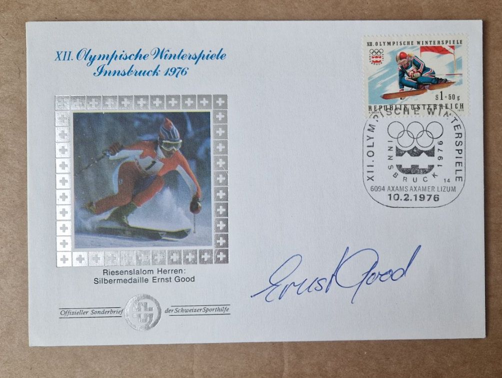 Autografi: Ernst Good - Olympia Silber - signiertes FDC – Usato da Menziken venduto da Autogramme