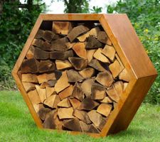 NEU –Design-Holzregal–6eckig Corten–80x92x34cm-madeingermany