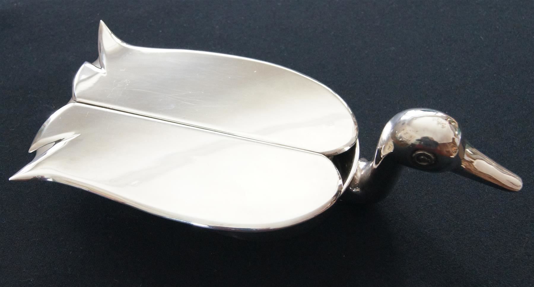 Tutte le decorazioni: Silber-Ente, Tisch-Ente als BLICKFANG – Nuovo e nell'imballaggio originale da Geroldswil venduto da ARTEFACTO