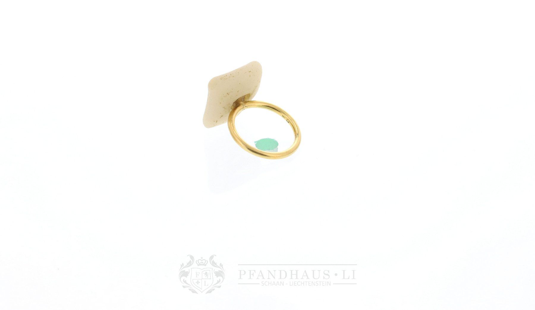 Anelli: EIGENWILLIGER RING AUS 18K GOLD MIT GROSSEM STEIN – Usato da Schaan venduto da Pfandhaus-LI 4