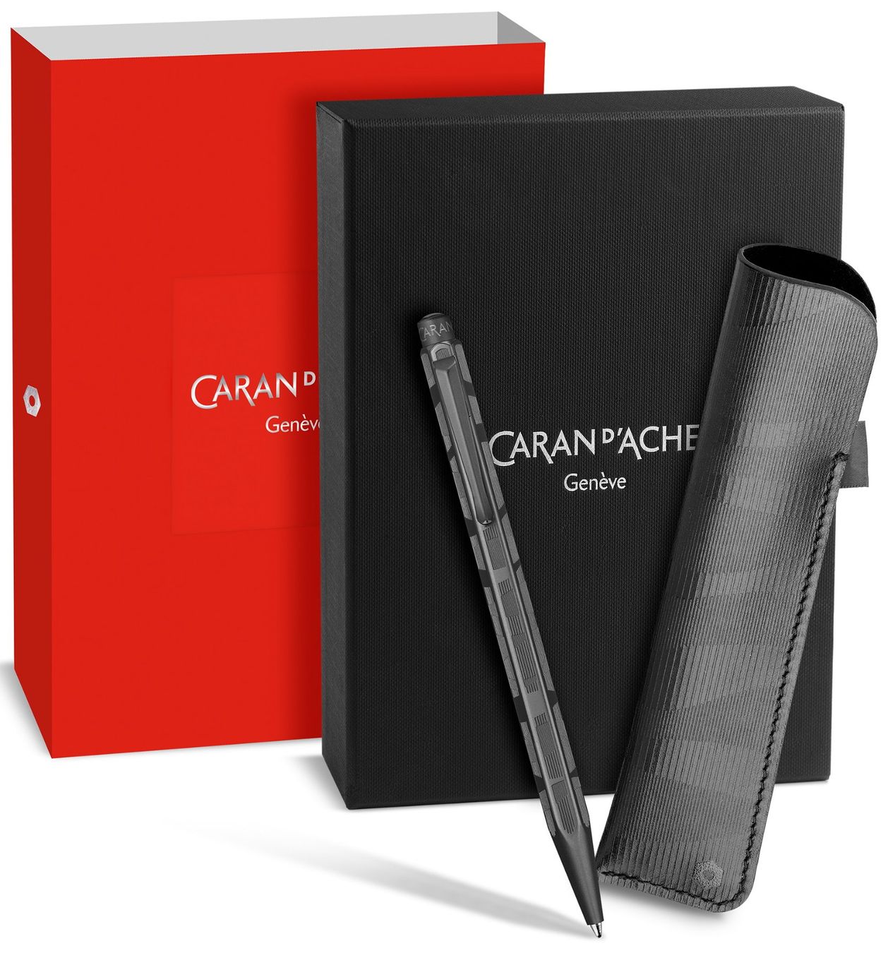 Caran D'Ache Penna & Evidenziatori: 8902.010 ECRIDOR Kugelschreiber Black Lines + Lederetui CDA – Nuovo e nell'imballaggio originale da Strengelbach venduto da Mozi1 6