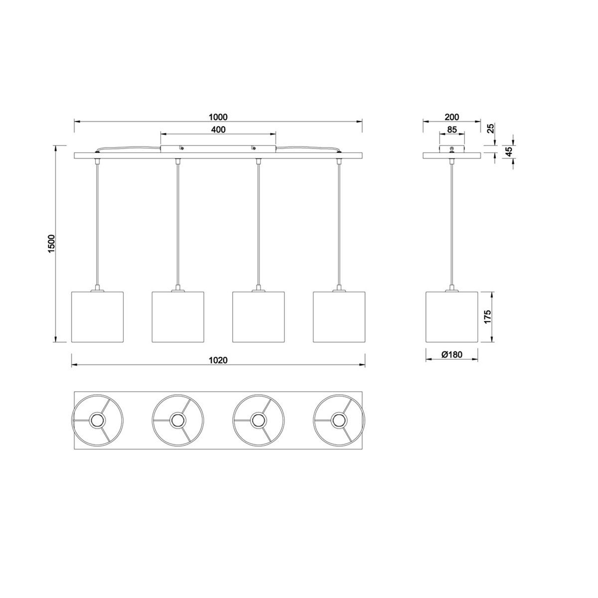 Lampadari & plafoniere: Pendelleuchte, 4 Spots, 100 cm x 20 cm – Nuovo (secondo la descrizione) da Kreuzlingen venduto da Smart-Light 3
