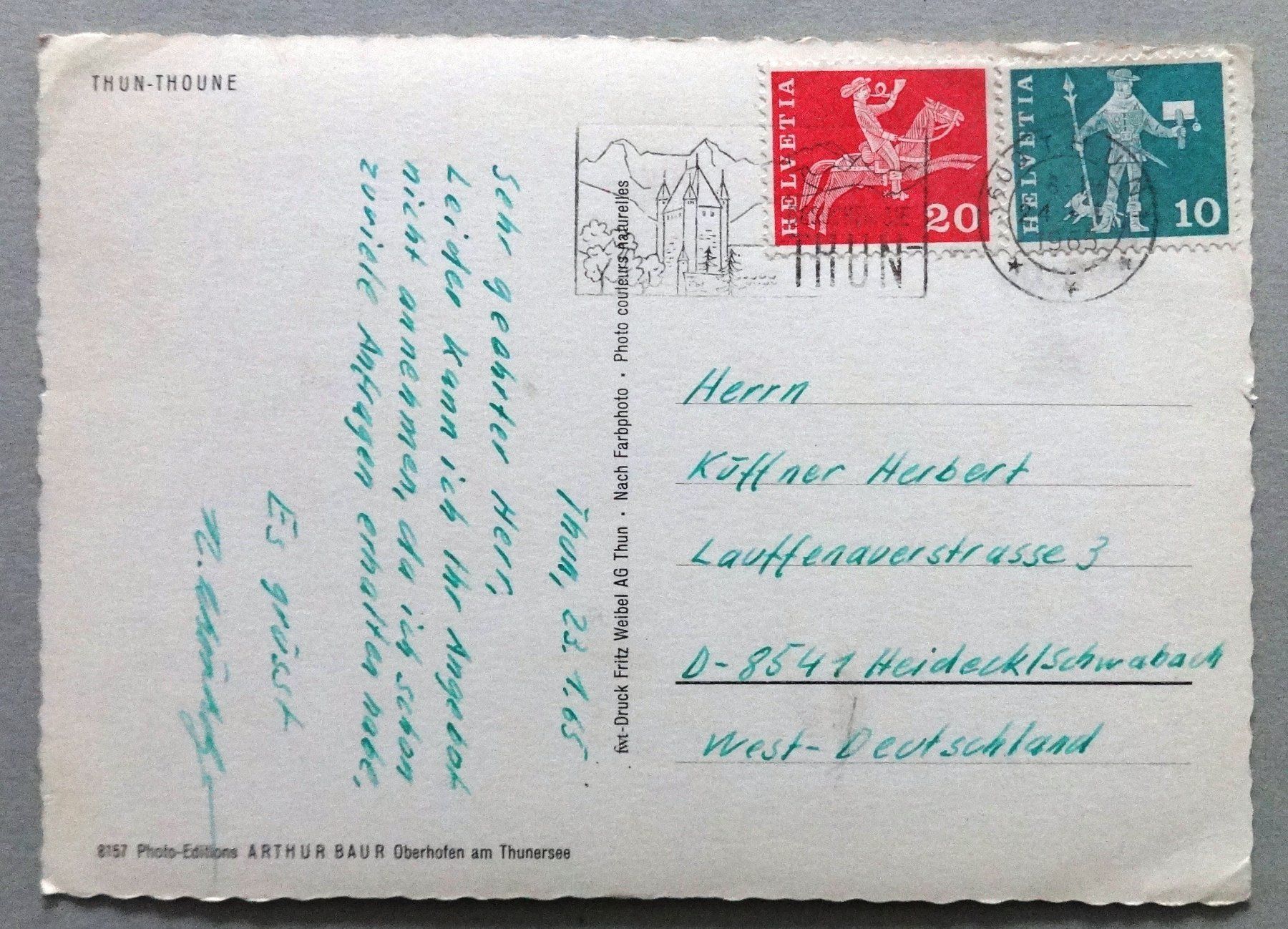 Cartoline postali: Thun - Thoune – Difettoso da Fétigny venduto da Billy2miny 1