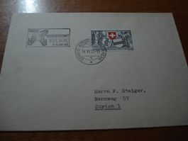 Brief 1952, Sonder-o Handball-Weltmeisterschaft Biel, gelauf