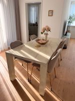 Esstisch Marmoroptik weiss mit 4 Stühlen Taupe