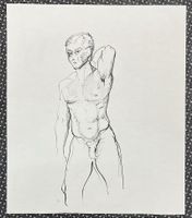 Original Tusche, männlicher Akt, Robert Burkhard  (ID b5038)