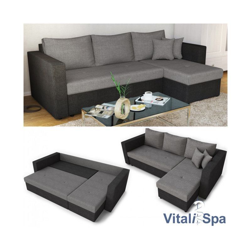 Divani: Ecksofa mit Schlaffunktion Grau/Schwarz - Sofa - Schlafsofa – Nuovo e nell'imballaggio originale da Wallenwil venduto da toesstal-vertrieb 2