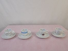 4er Set "Amici Espresso"  Espressotassen mit Untertassen
