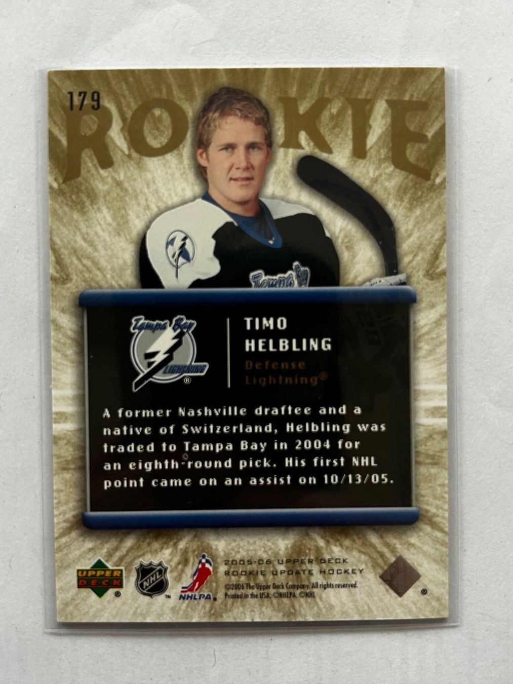 NHL Carte collezionabili: Upper Deck NHL Timo Helbling Rookie nummeriert – Usato da Oberwil-Lieli venduto da Mhd 1