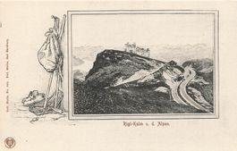 Rigi Kulm SZ Rigibahn Panorama Alpen litho