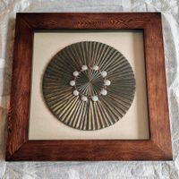 Deko Objekt Wand Bild, Metall/Glas/Holz Rahmen  90/90 Neuw.