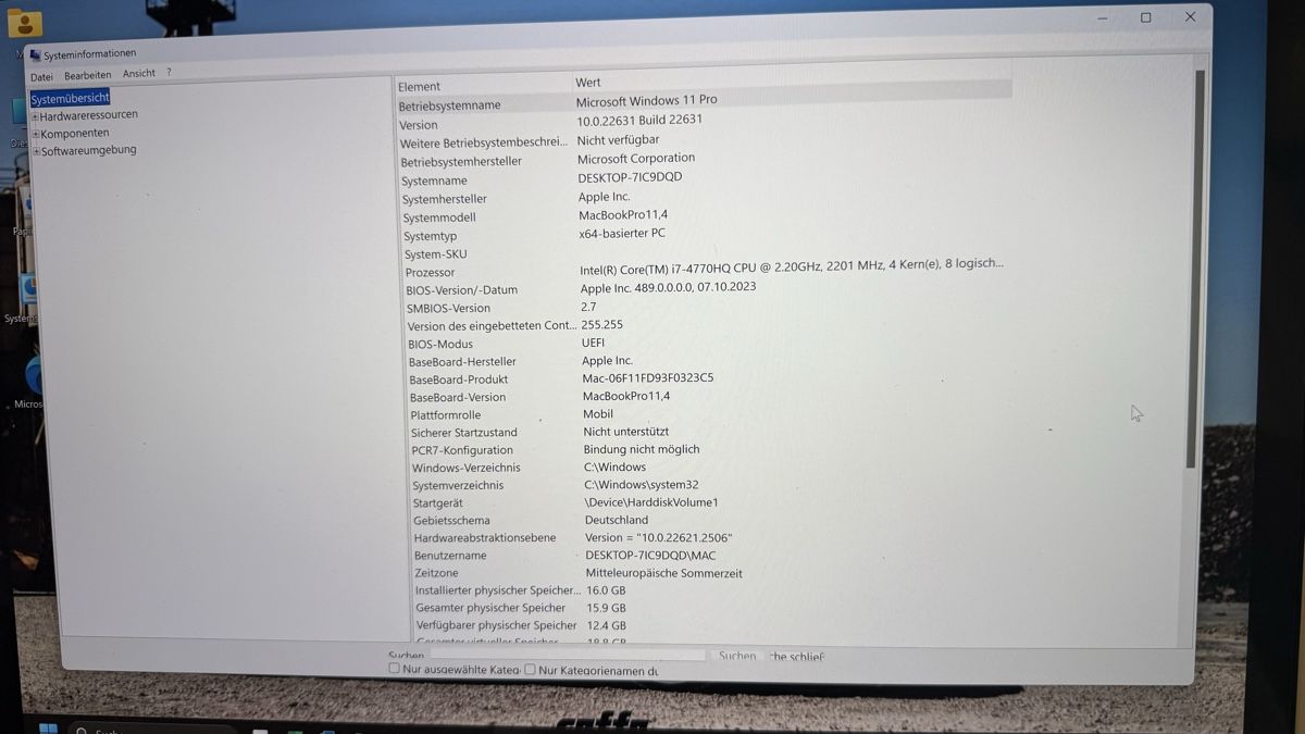 Apple Notebook: Apple MacBook Pro 15" Nur mit Windows 11 Pro. Zoll – Usato da St.Gallen venduto da gauwo 4
