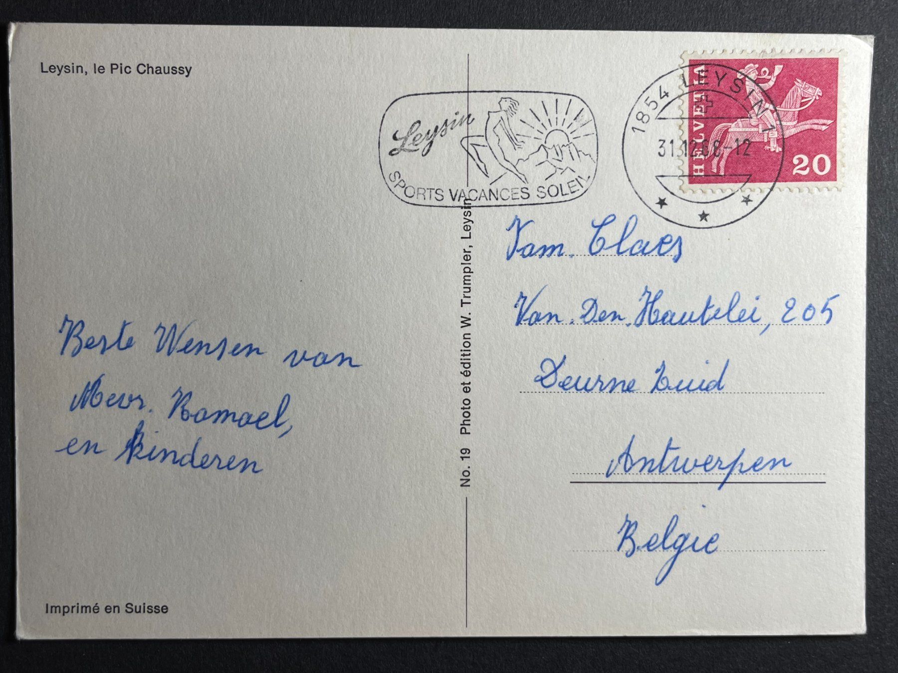 Ansichtskarten: Leysin, le Pic Chaussy - Schlittelfahrt – Gebraucht aus Steg VS von _vinci_ 1