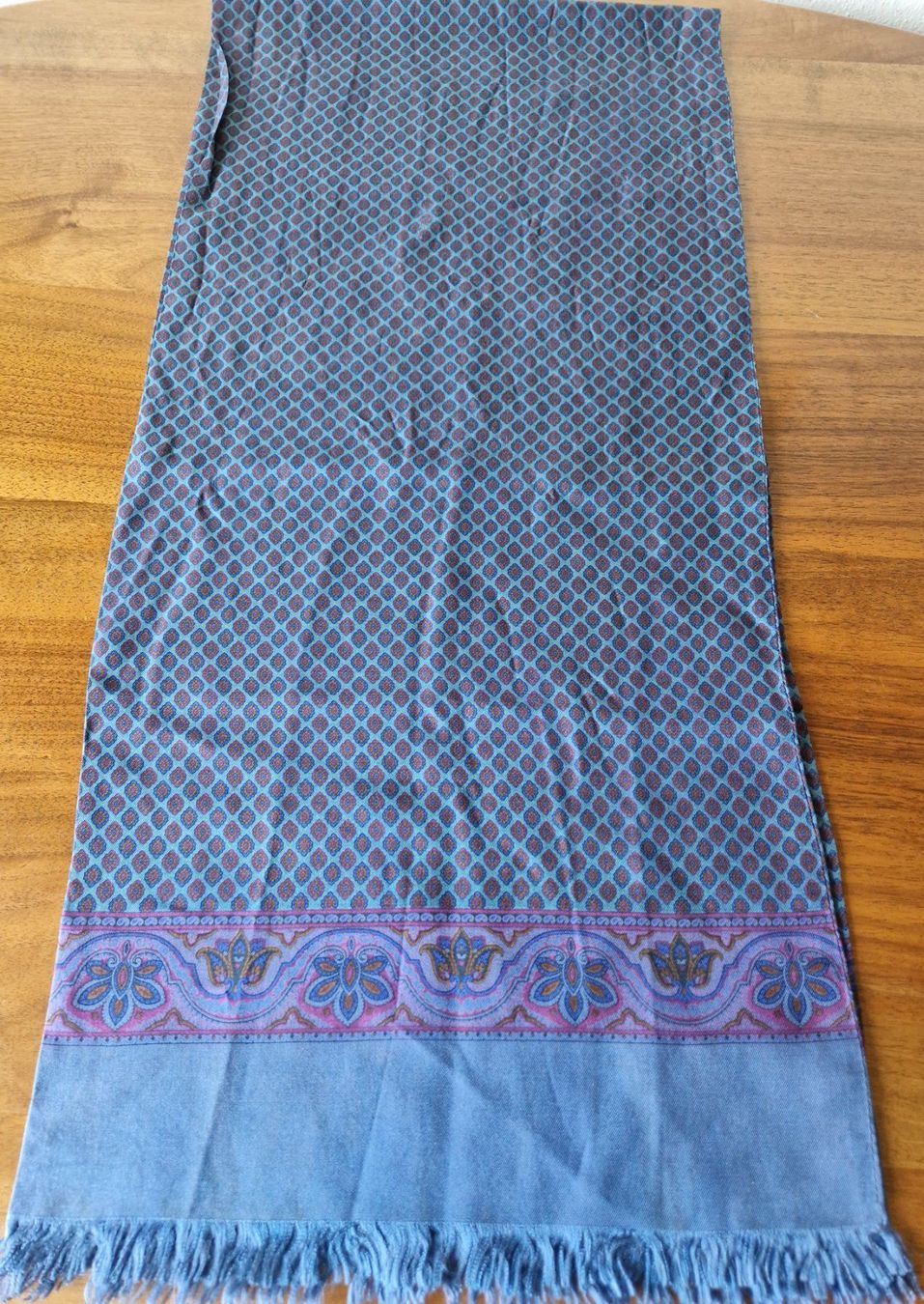 Schals: Seidenschal blau gemustert mit Fransen – Gebraucht aus Bern von Antikbatik 9