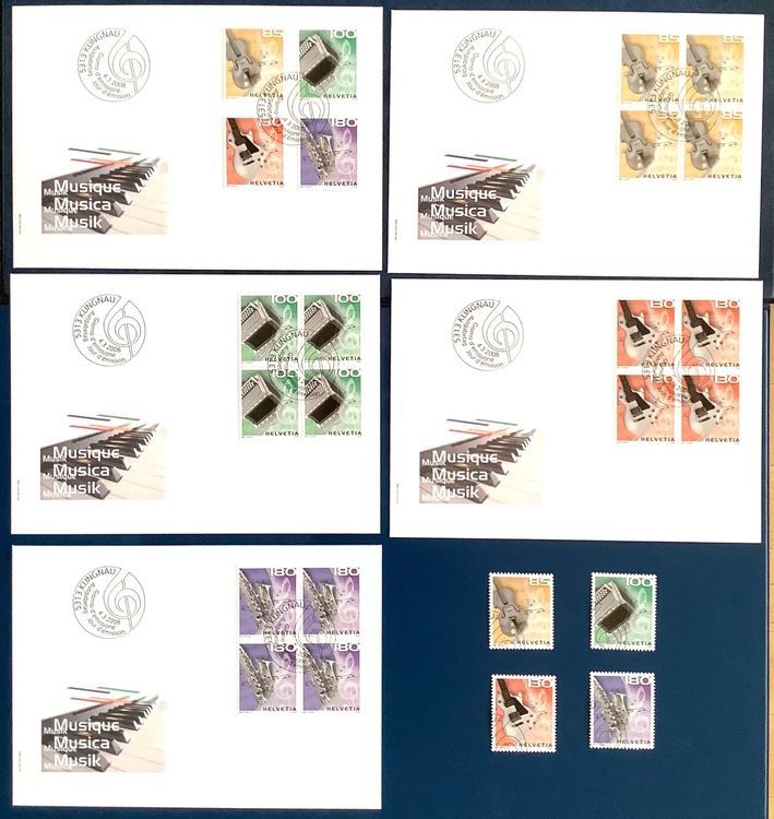 Tutti i francobolli: 2008 Musik - FDC + FDC Viererblock + Satz ET – Nuovo (secondo la descrizione) da Liestal venduto da Skunk02