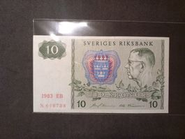 10 Kronen Schweden Banknote, Jahr 1983