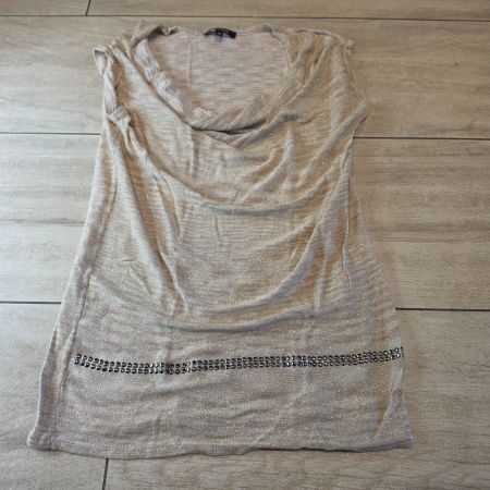 Morgan de Toi Damen-Top XS – Beige Glitzer mit Wasserfallaus