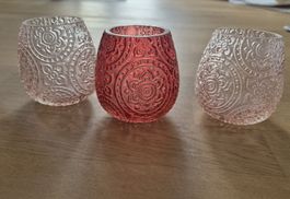 Windlichter Set, Glas, pink/ rosa, Top Zustand!
