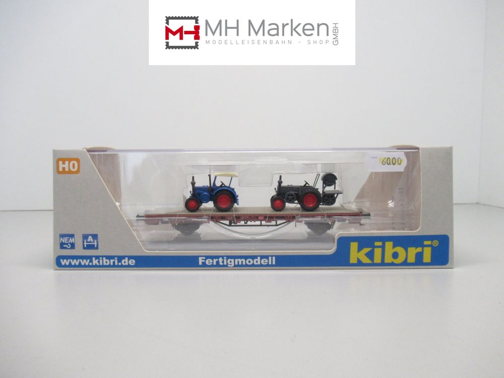 Kibri – Wagon Plat HO Avec Chargeur Sur Roues – Maquette Ferroviaire 15,8 X 3,5 X 5,5 Cm – Échelle HO