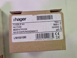 Schmelzsicherung 10A Hager NH000 gG 500v Sicherungseinsatz