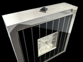 Cartier Wecker Tischuhr Römische Ziffern 9.4x9.4cm Q *U1496