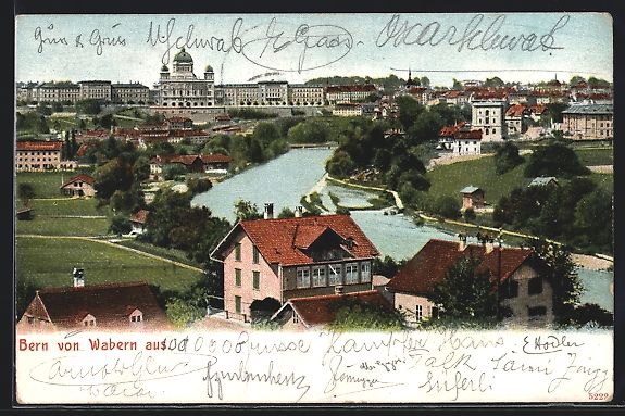 Cartoline postali: AK Bern, Panoramablick von Wabern aus – Usato da Berlin venduto da bartko-reher