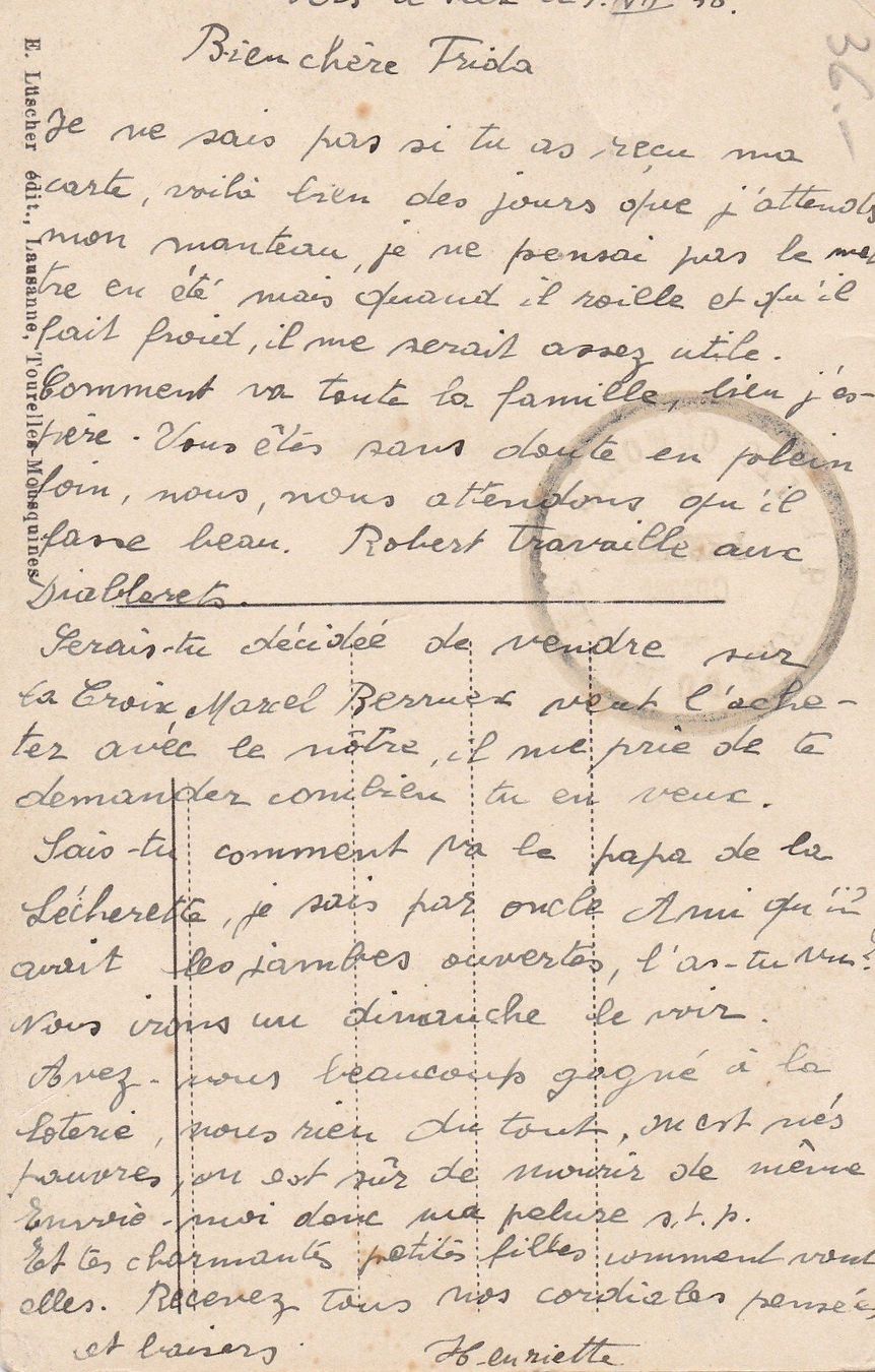 Ansichtskarten: AK - Col du Moëlle - gel. 1928 oder 1938 – Gebraucht aus Fribourg von schnalla92 1