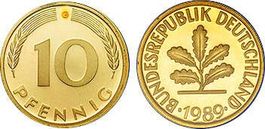 10 Pennig Deutschland 1989 G vorzüglich