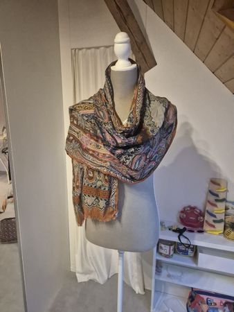 Damen Schal mit Paisleymuster bunt guter Zustand Retro 