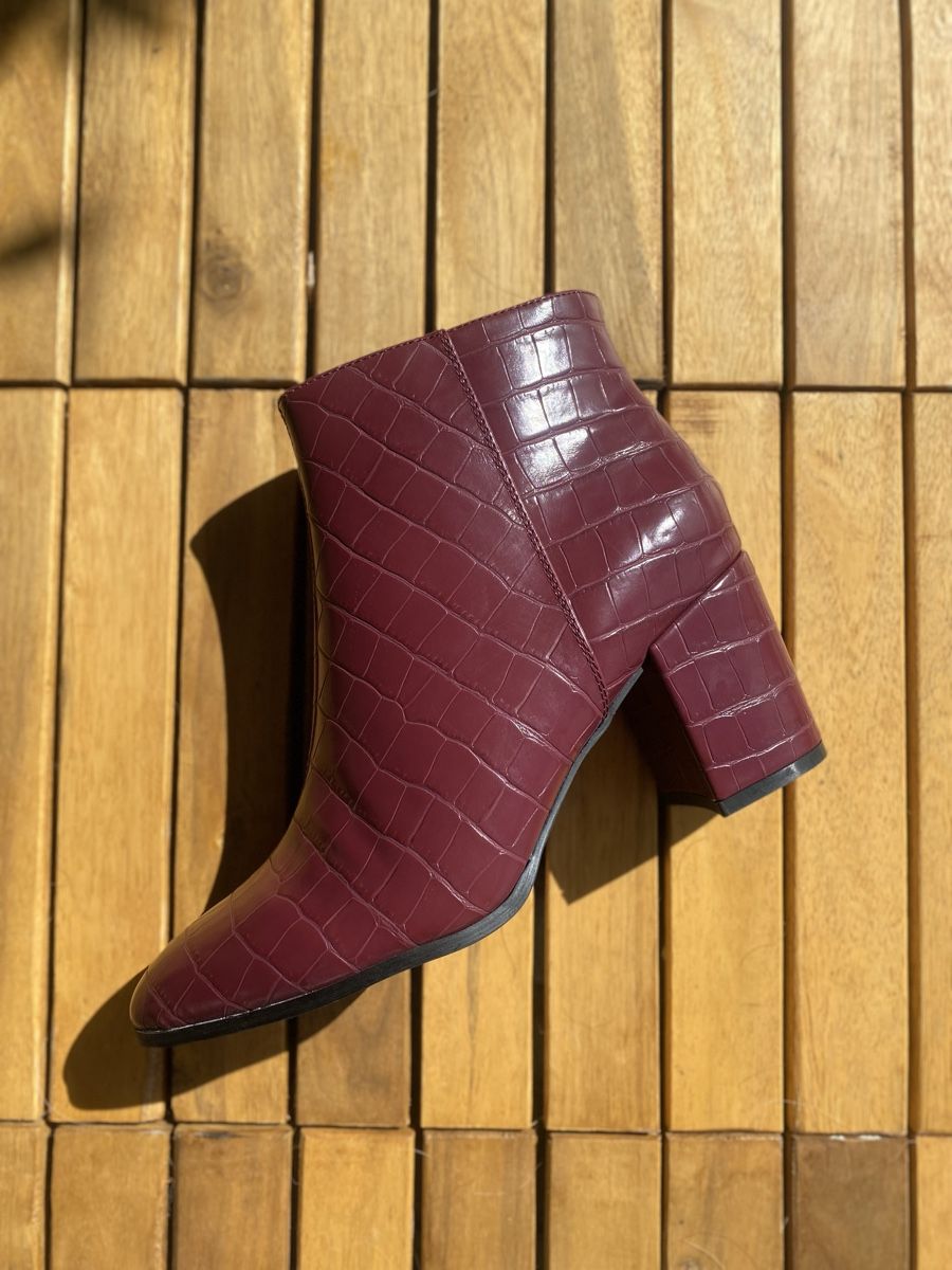 Damenschuhe: Burgundy Ankle Boots - Size 42 - Croc Embossed Leather – Neu und originalverpackt aus Safenwil von rgs_tg62 2