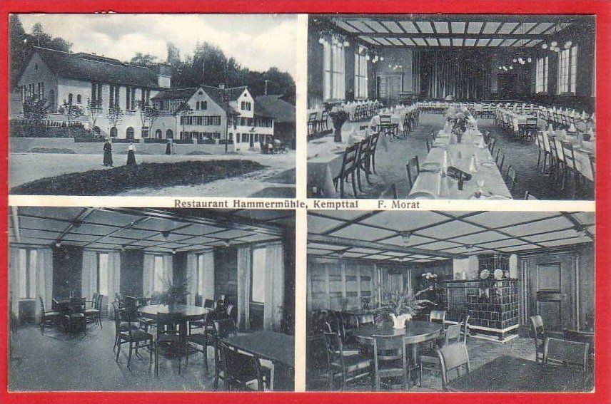 Ansichtskarten: KEMPTTAL, RESTAURANT HAMMERMÜHLE, 1913 – Gebraucht aus Grüningen von Kartenlaube