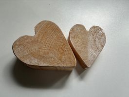 Holzherzen, Deko Herzen, 2 Stk., Tischdeko, Vintage 💖