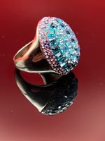 Swarovski Silberring 925 mit blauen/Lila Kristallen – Gr. 57